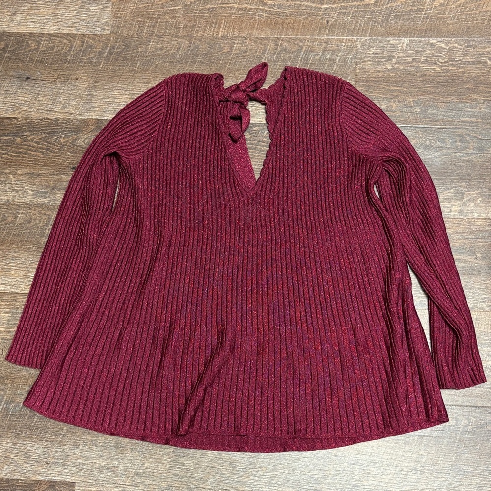 Sezane Ernestine Maroon Sparkle Ribbed sweater/jumper size small